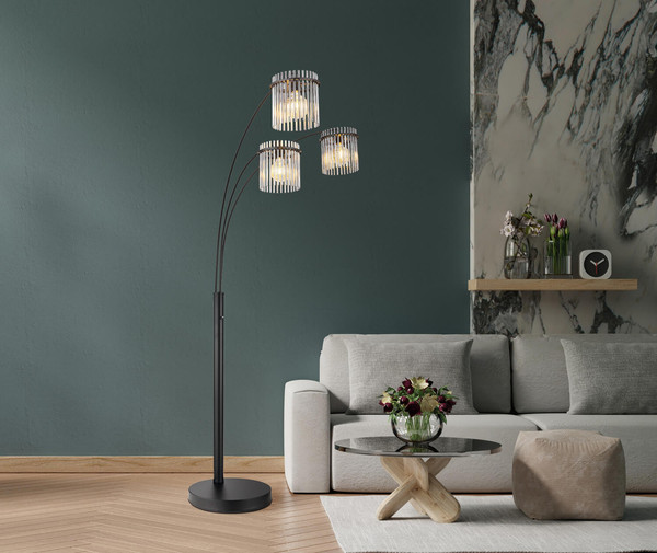 Globo Gorley E27 Stehleuchte 3-fach 60W Schwarz Matt, Metall Ø20cm 15698-3S