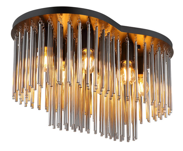 Globo Gorley E27 Deckenleuchte 6-fach 60W Schwarz Matt, Metall 34,5cm 15698-6D