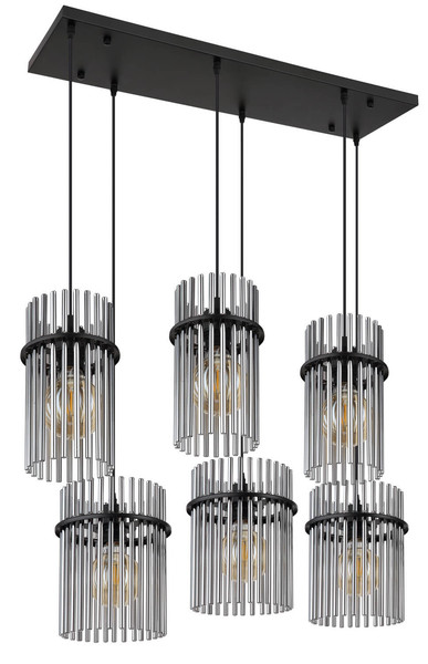 Globo Gorley E27 Hängeleuchte 6-fach 60W Schwarz Matt, Metall 125cm 15698-6H