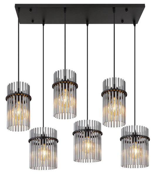 Globo Gorley E27 Hängeleuchte 6-fach 60W Schwarz Matt, Metall 125cm 15698-6H