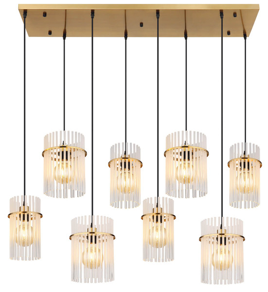 Globo Gorley E27 Hängeleuchte 8-fach 60W Goldfarben Matt, Metall 125cm 15698-8HM