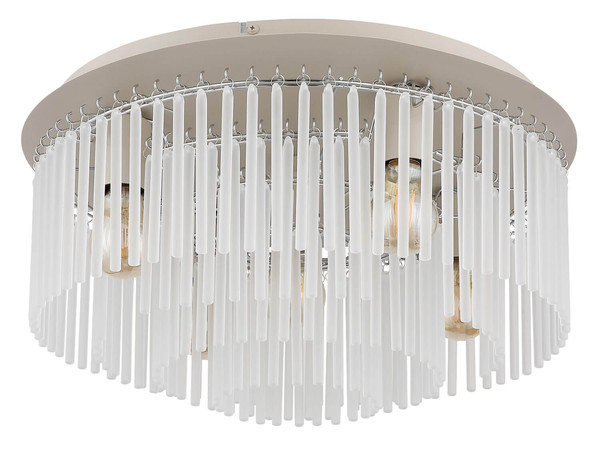 Globo Deckenleuchte Gorley 5-flammig E27 Sandfarben matt satiniert Metall Glasstäbe Ø50cm