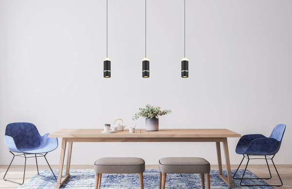 Globo Alvarado LED Hängeleuchte 18W Warmweiß Schwarz Matt, Metall Ø6,5cm 15699-3