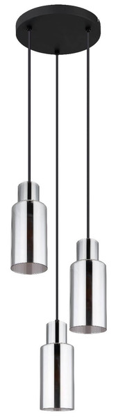 Globo Pendelleuchte Lidaria 3-flammig E27 Schwarz matt rauchfarben Metall Glas Ø32cm