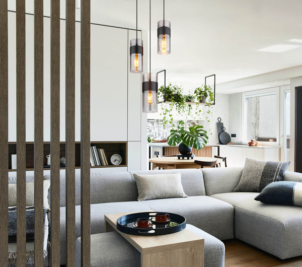 Globo Scarfina E27 Hängeleuchte 3-fach 60W Schwarz Matt, Metall 150cm 15718-3