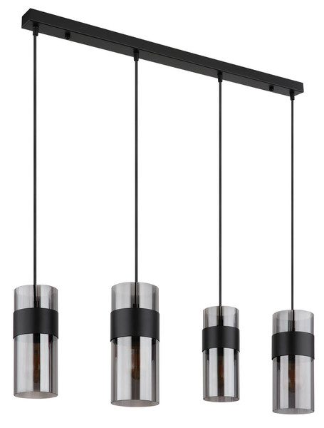 Globo Scarfina E27 Hängeleuchte 4-fach 60W Schwarz Matt, Metall 150cm 15718-4