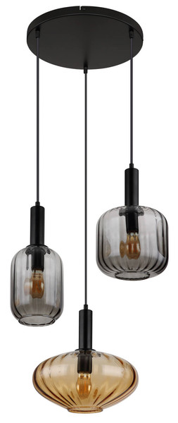 Globo Valletta E27 Hängeleuchte 3-fach 60W Schwarz Matt, Metall 150cm 15719-3