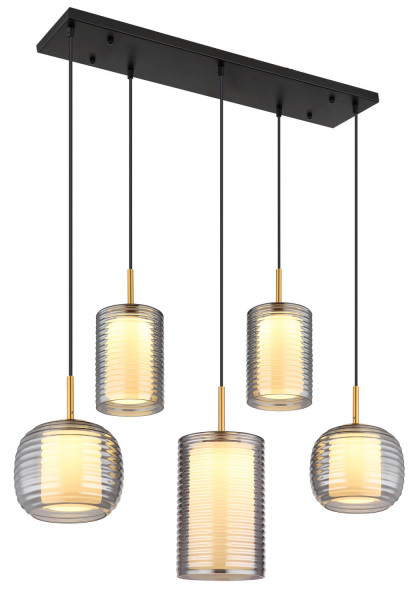 Globo Lampigna LED Hängeleuchte 40W Warmweiß Schwarz Matt, Metall 150cm 15740-5