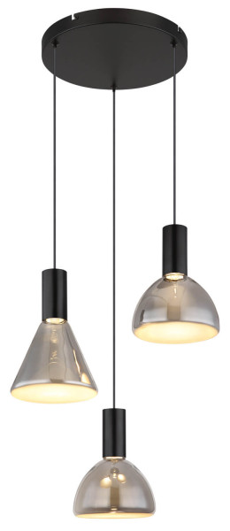 Globo Labora LED Hängeleuchte 21W Warmweiß Schwarz Matt, Metall 150cm 15741-3