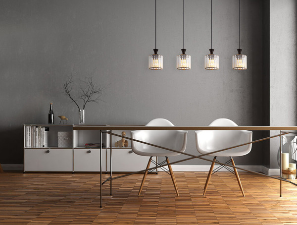 Globo Jordana E27 Hängeleuchte 4-fach 60W Schwarz Matt, Metall Ø13cm 15742-4