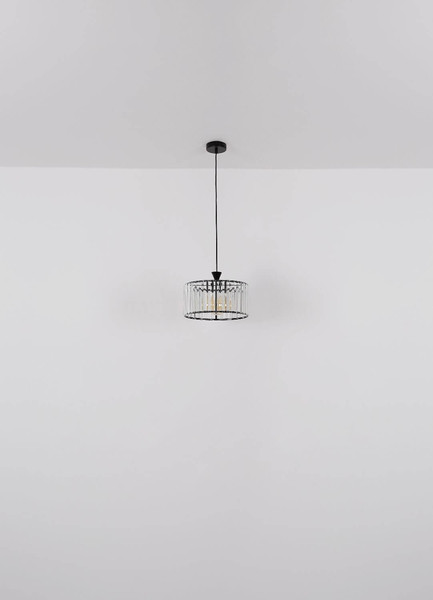 Globo Pendelleuchte Jordana E27 Schwarz matt klar Metall Acrylkristalle Ø31cm