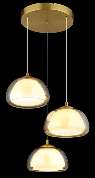 Globo LED Pendelleuchte Avila 35W dimmbar Fernbedienung CCT warm-/tageslichtweiss Goldfarben gebürstet amber Metall Glas Ø50cm