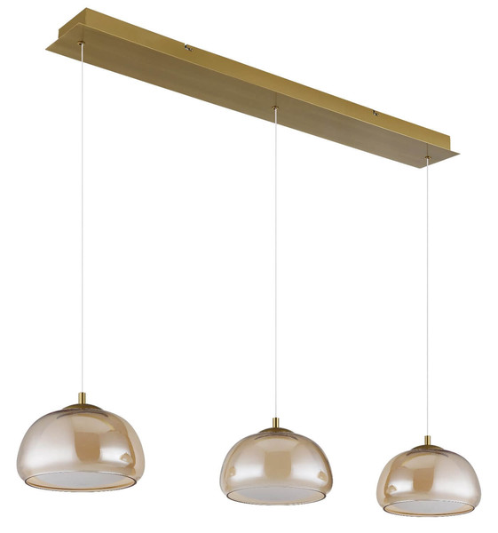 Globo LED Pendelleuchte Avila 35W dimmbar Fernbedienung CCT warm-/tageslichtweiss Goldfarben gebürstet amber Metall Glas 150x117cm