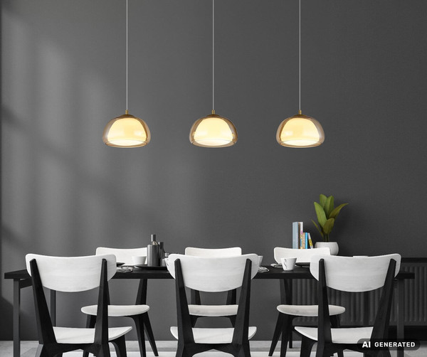 Globo LED Pendelleuchte Avila 35W dimmbar Fernbedienung CCT warm-/tageslichtweiss Goldfarben gebürstet amber Metall Glas 150x117cm