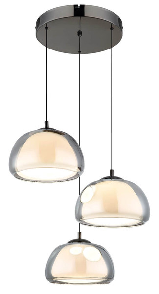 Globo LED Pendelleuchte Avila 35W dimmbar Fernbedienung CCT warm-/tageslichtweiss Schwarz-chrom rauchfarben Metall Glas Ø50cm