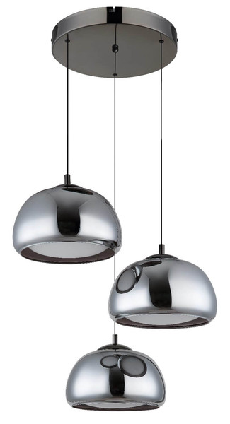 Globo LED Pendelleuchte Avila 35W dimmbar Fernbedienung CCT warm-/tageslichtweiss Schwarz-chrom rauchfarben Metall Glas Ø50cm