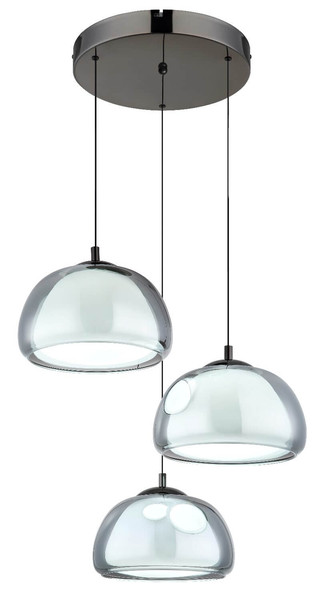 Globo LED Pendelleuchte Avila 35W dimmbar Fernbedienung CCT warm-/tageslichtweiss Schwarz-chrom rauchfarben Metall Glas Ø50cm