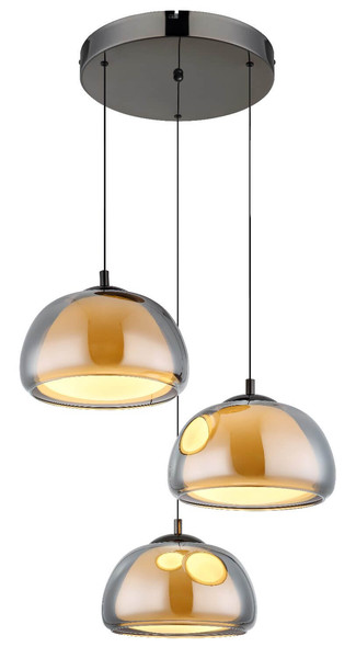 Globo LED Pendelleuchte Avila 35W dimmbar Fernbedienung CCT warm-/tageslichtweiss Schwarz-chrom rauchfarben Metall Glas Ø50cm