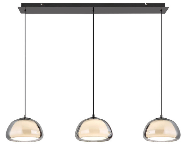 Globo LED Pendelleuchte Avila 35W dimmbar Fernbedienung CCT warm-/tageslichtweiss Schwarz-chrom rauchfarben Metall Glas 150x117cm