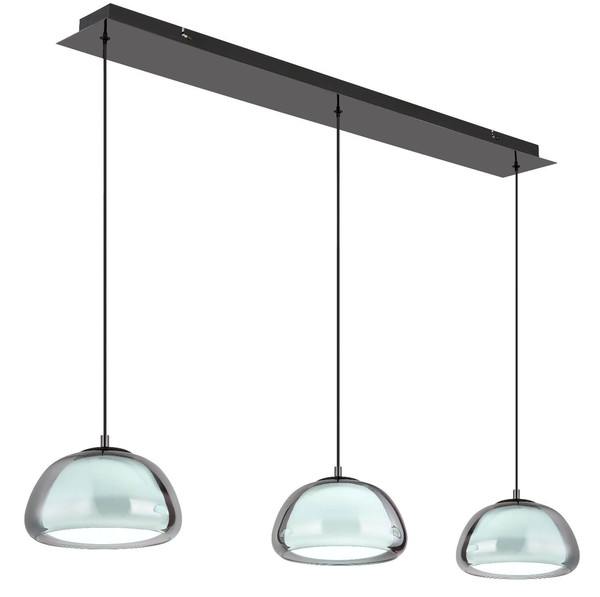 Globo LED Pendelleuchte Avila 35W dimmbar Fernbedienung CCT warm-/tageslichtweiss Schwarz-chrom rauchfarben Metall Glas 150x117cm