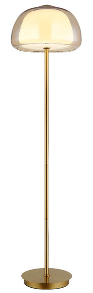Globo LED Stehleuchte Avila 25W dimmbar Fernbedienung CCT warm-/tageslichtweiss Goldfarben gebürstet amber Metall Glas 150cm