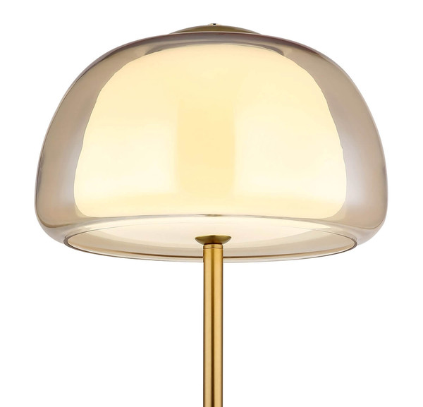 Globo LED Stehleuchte Avila 25W dimmbar Fernbedienung CCT warm-/tageslichtweiss Goldfarben gebürstet amber Metall Glas 150cm