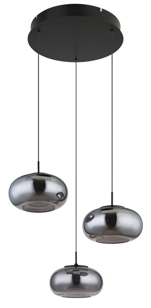 Globo Quintara LED Hängeleuchte 18W Warmweiß Schwarz Matt, Metall Ø20cm 15744-3H