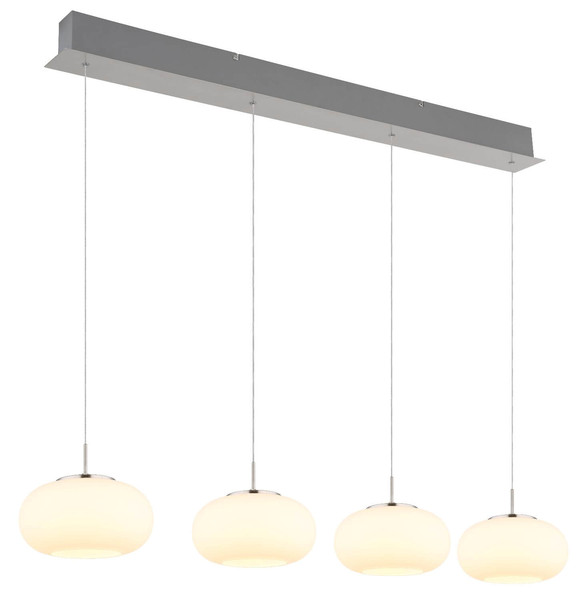 Globo LED Pendelleuchte Quintara 24W warmweiss Nickel matt Metall Glas 150x110cm