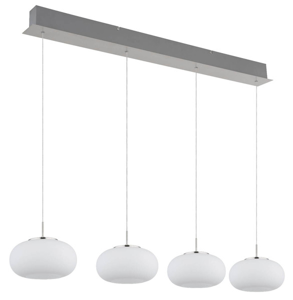 Globo LED Pendelleuchte Quintara 24W warmweiss Nickel matt Metall Glas 150x110cm