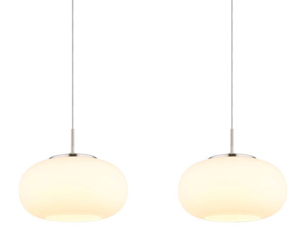 Globo LED Pendelleuchte Quintara 24W warmweiss Nickel matt Metall Glas 150x110cm