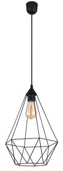 Globo Zachary E27 Hängeleuchte 60W Schwarz Matt, Metall Ø30cm 15745H1