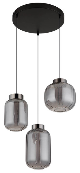 Globo Fluoro LED Hängeleuchte 23W Warmweiß Schwarz Matt, Metall 150cm 15746-3H