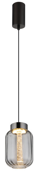 Globo Fluoro LED Hängeleuchte 8W Warmweiß Schwarz Matt, Metall Ø15cm 15746