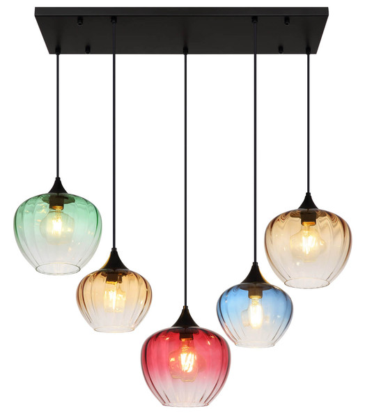 Globo Sander E27 Hängeleuchte 5-fach 40W Schwarz Matt, Metall 120cm 15748-5H