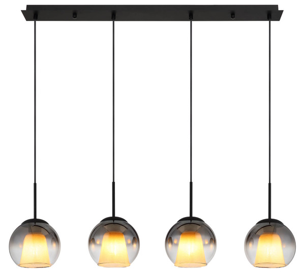 Globo Barry E27 Hängeleuchte 4-fach 40W Schwarz Matt, Metall Ø18cm 15749-4H