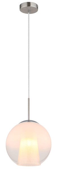 Globo Pendelleuchte Barry E27 Nickel matt opal Metall Glaskugel Ø25cm