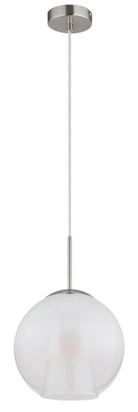 Globo Pendelleuchte Barry E27 Nickel matt opal Metall Glaskugel Ø25cm