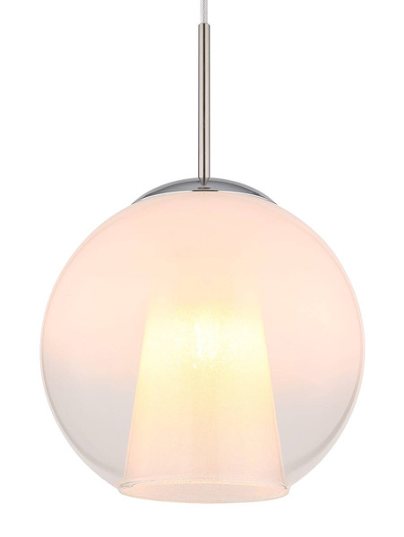 Globo Pendelleuchte Barry E27 Nickel matt opal Metall Glaskugel Ø25cm
