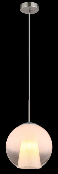Globo Pendelleuchte Barry E27 Nickel matt opal Metall Glaskugel Ø25cm