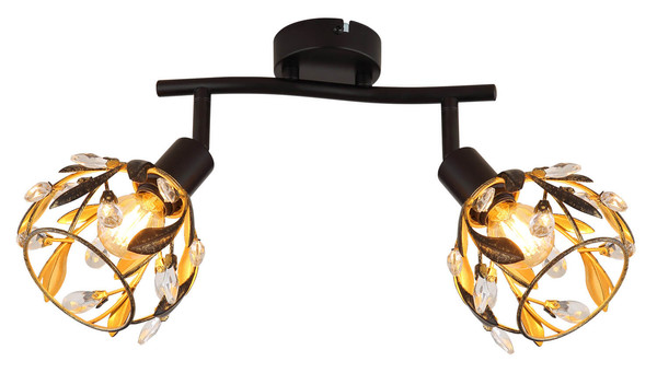 Globo Mika E14 Strahler 2-fach 25W Schwarz Matt, Metall Ø12cm 15759-2