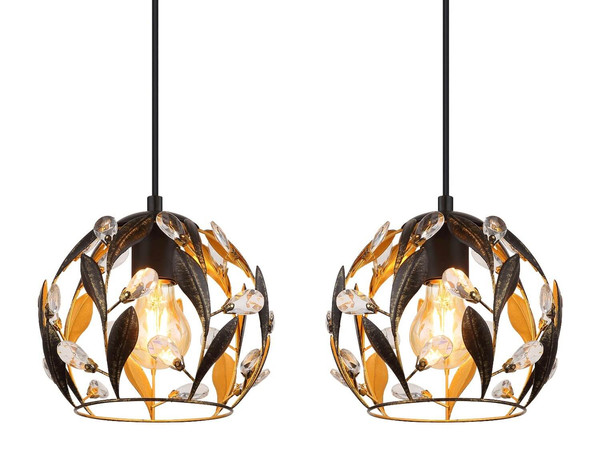 Globo Pendelleuchte Mika 3-flammig E27 Schwarz matt goldfarben Metall 150x74cm