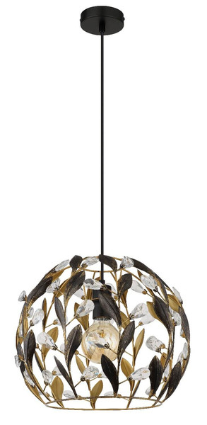 Globo Pendelleuchte Mika E27 Schwarz matt goldfarben Metall Ø40cm