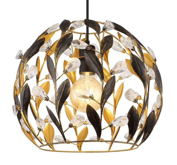Globo Pendelleuchte Mika E27 Schwarz matt goldfarben Metall Ø40cm
