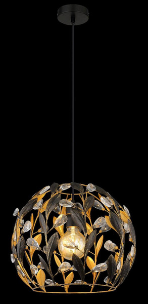 Globo Pendelleuchte Mika E27 Schwarz matt goldfarben Metall Ø40cm