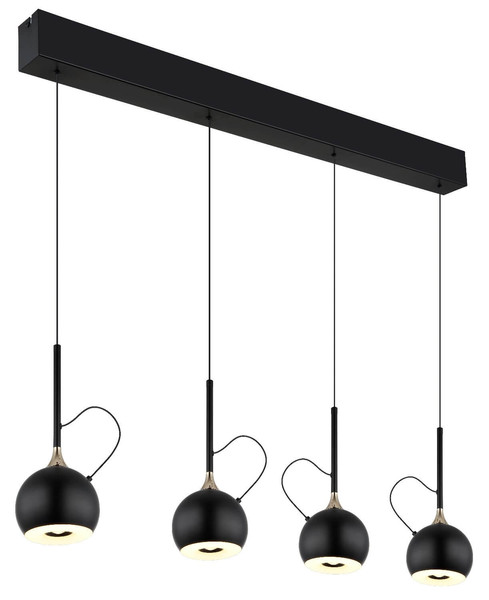 Globo LED Pendelleuchte Donovan 40W warmweiss Schwarz matt goldfarben Metall 150x93cm