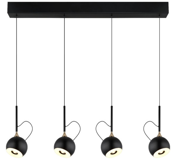 Globo LED Pendelleuchte Donovan 40W warmweiss Schwarz matt goldfarben Metall 150x93cm