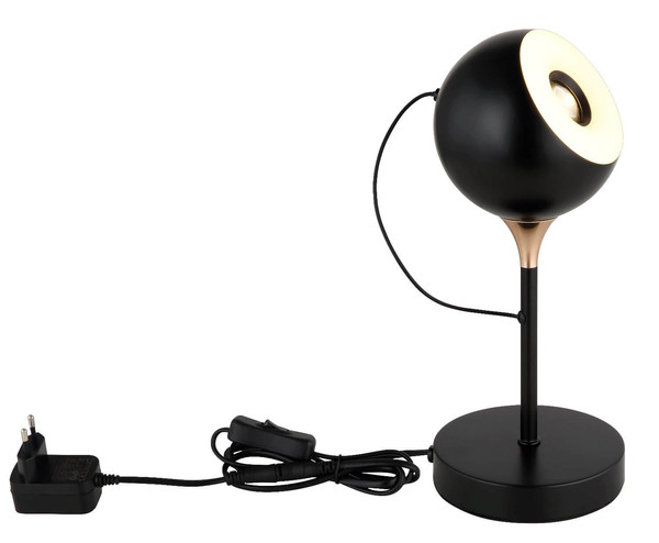 Globo LED Tischleuchte Donovan 10W warmweiss Schwarz matt goldfarben Metall Ø13cm