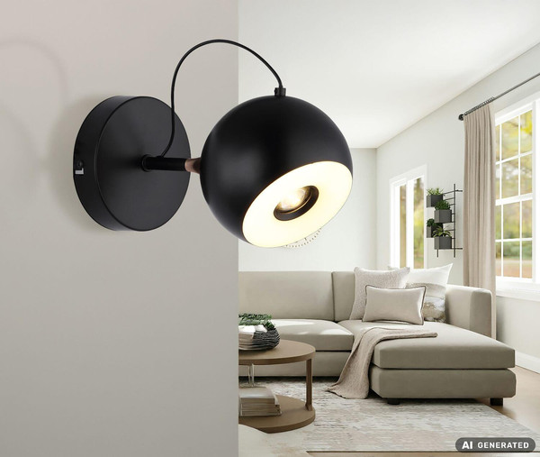 Globo LED Wandleuchte Donovan 10W warmweiss Schwarz matt goldfarben Metall Ø12cm