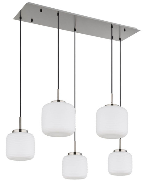 Globo Pendelleuchte Kladora 5-flammig E27 Nickel matt Metall Glas 130x106cm