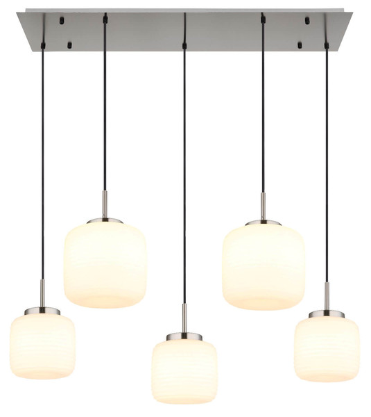 Globo Pendelleuchte Kladora 5-flammig E27 Nickel matt Metall Glas 130x106cm